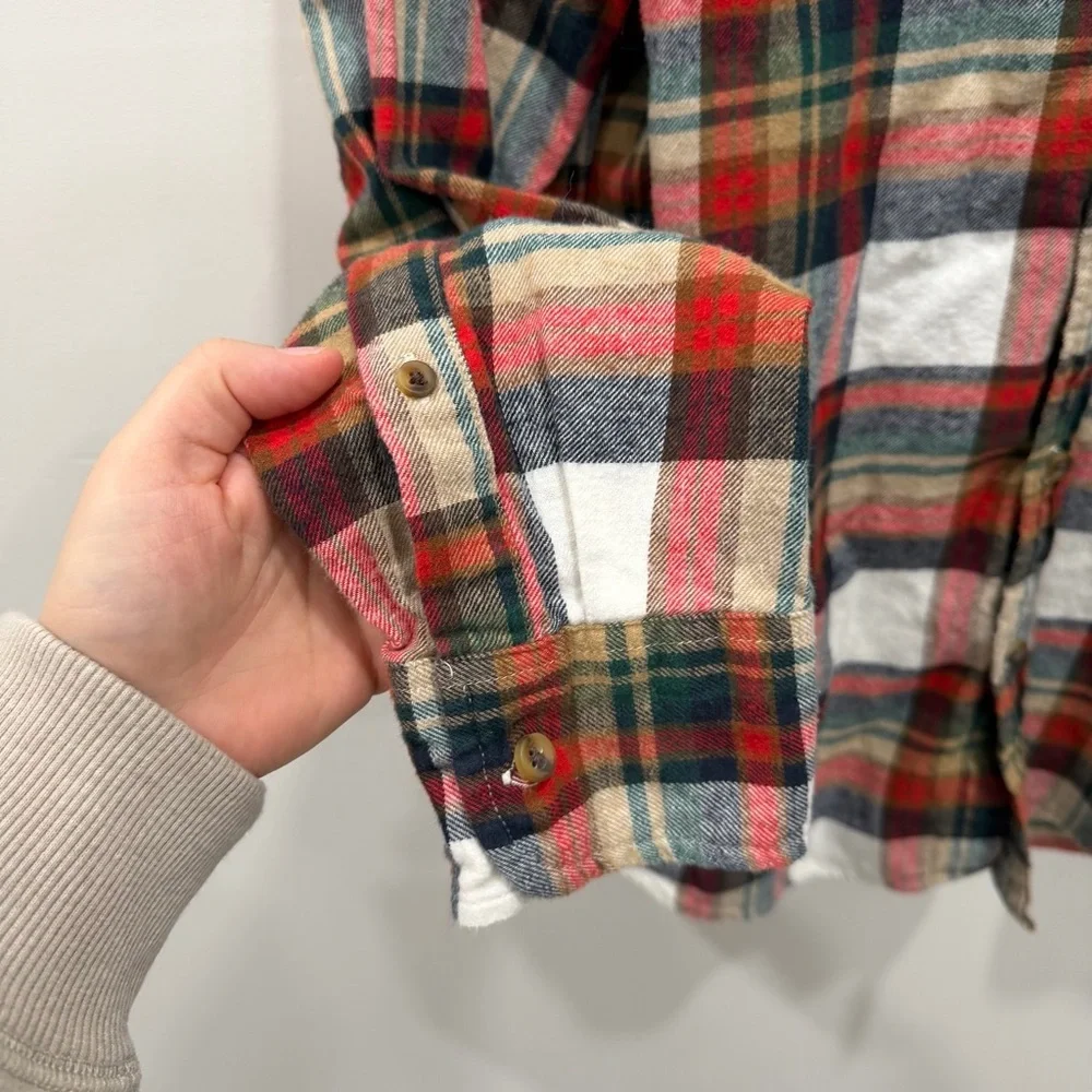 J. Crew Regular Fit Flannel Shirt Long Sleeve Large Plaid Cotton